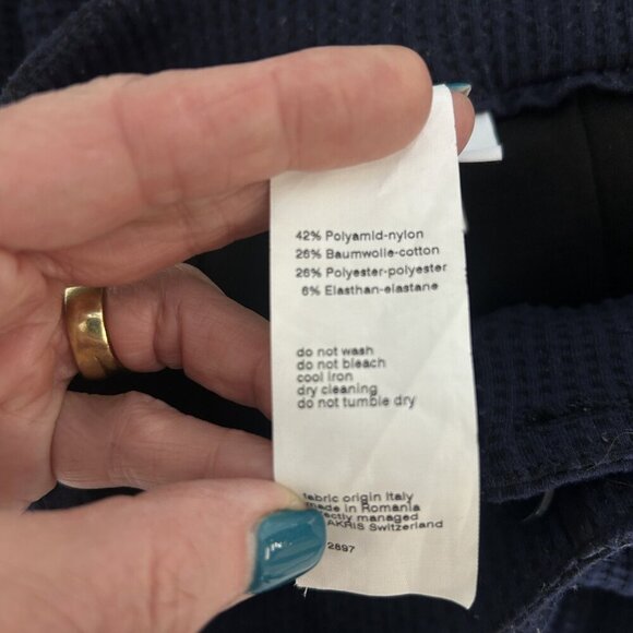 Akris Punto Navy Blue Waffle Weave Knit Straight Leg Pants Size 6 READ - Picture 11 of 13